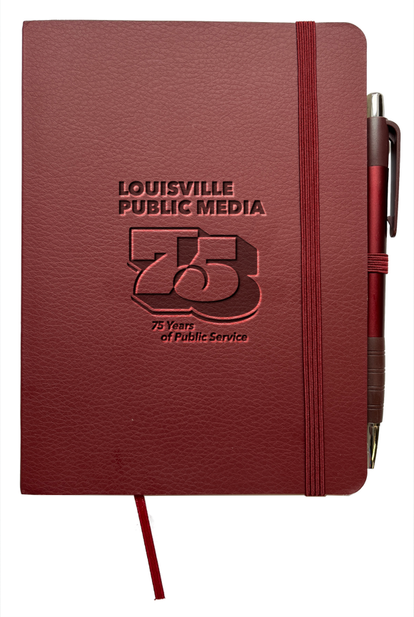 $10/mo. Sustainer Gift - LPM 75th Anniversary Notebook w/ pen